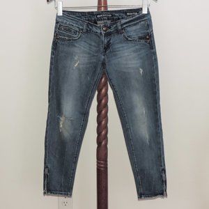 Rerock Skinny Crop distressed stretch denim capris